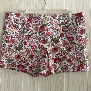 LOFT Riviera stretch cotton blend shorts summer blossom floral print NWOT Sz 10